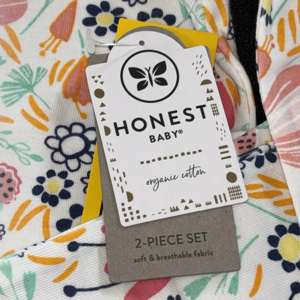 Honest Baby 2 Piece floral peach Pajama 100% Organic Cotton Size 4T